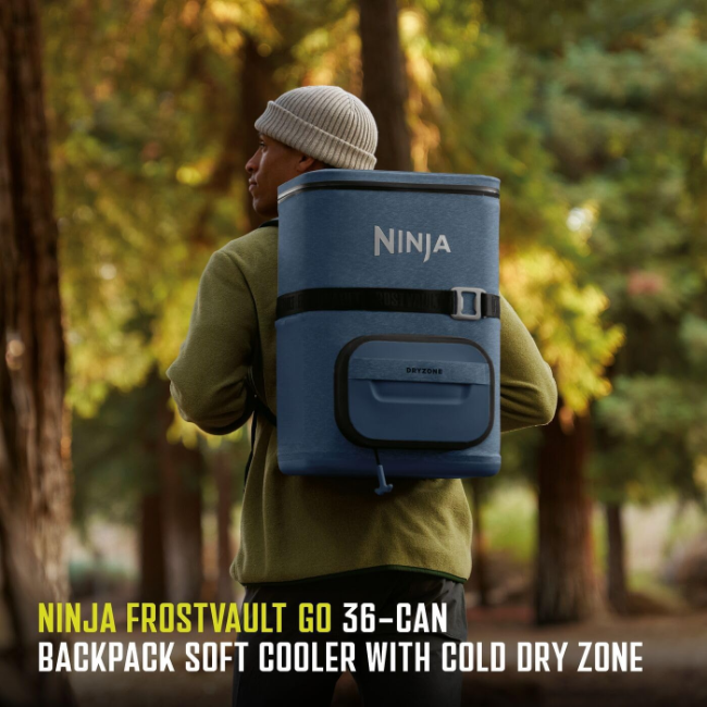 Ninja FrostVault Go 23L 36-Can Backpack Soft Cooler | Lakeshore Blue | FF136EUUKNV - Image 2