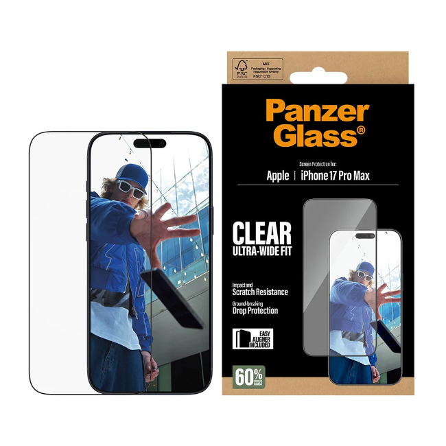 PanzerGlass Screen Protector iPhone 17 Pro Max | Ultra Wide Fit | PG66497