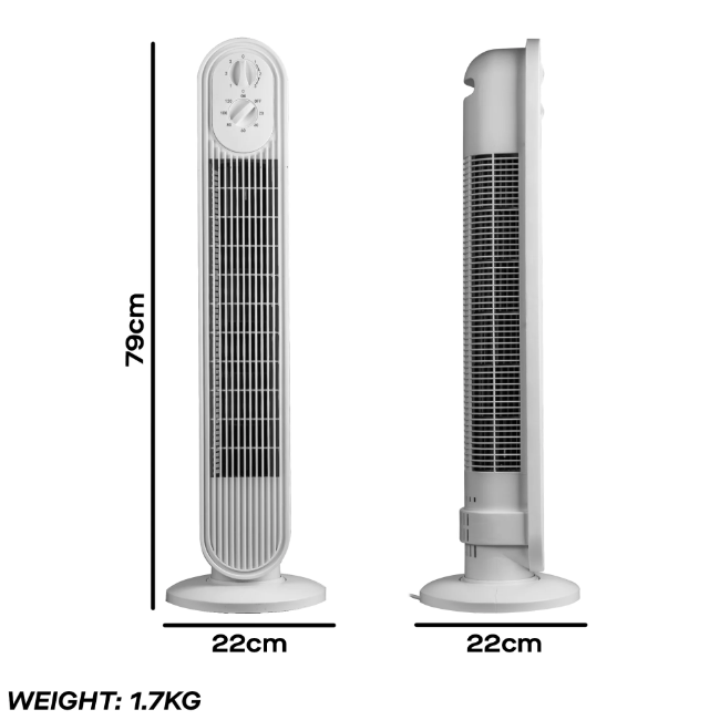 Daewoo 30" Slimline Oscillating Tower Fan | White | 970258 - Image 6