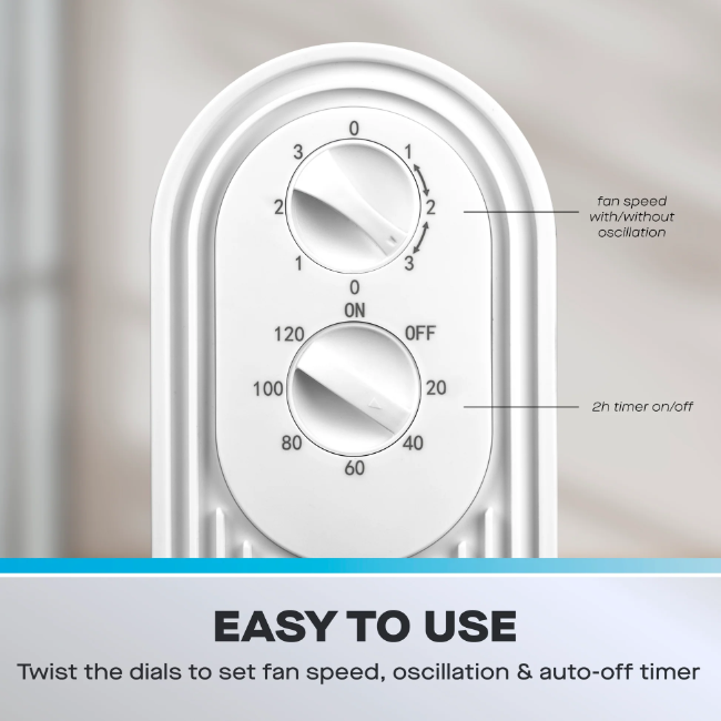 Daewoo 30" Slimline Oscillating Tower Fan | White | 970258 - Image 4