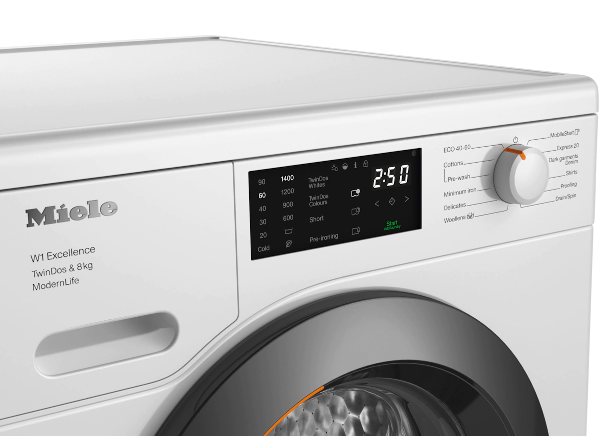 Miele TwinDos 8KG 1400 Spin Washing Machine - White | WED665 - Image 3