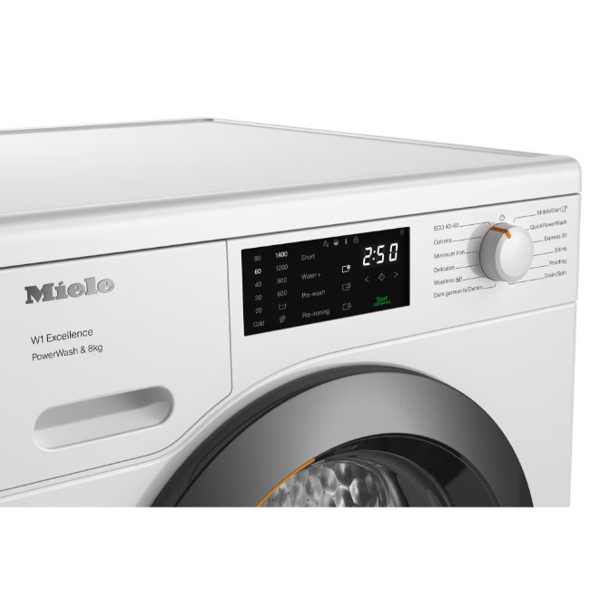 Miele W1 Front-Loader Washing Machine 8kg 1400 - White | WEB365WCS - Image 3