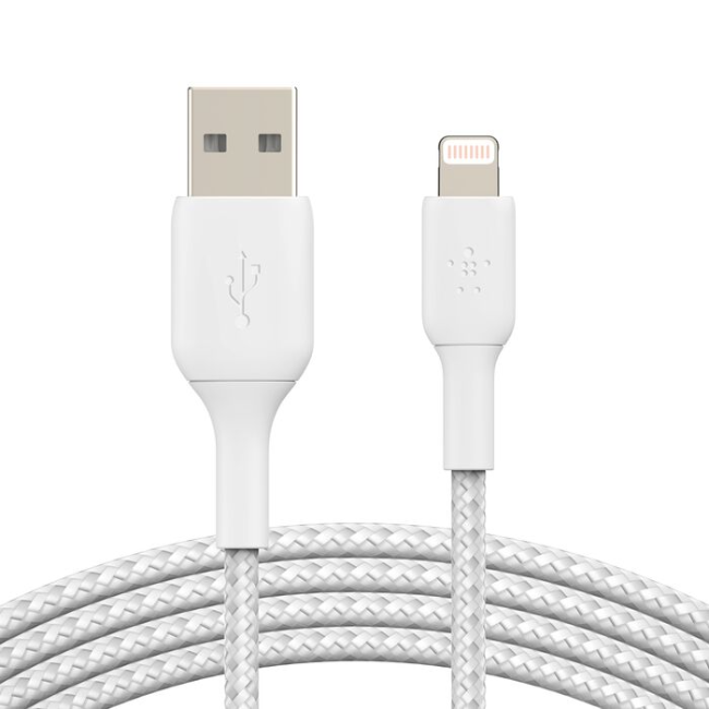 Belkin Braided Lightning to USB-A Cable | 1m | White | CAA002BT1MWH - Image 1