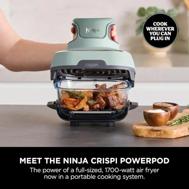 Ninja CRISPi 4-in-1 Portable Glass Air Fryer | Sage | FN101UKSG - Image 8