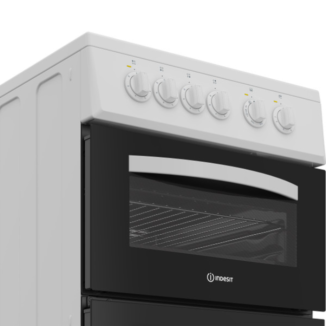 Indesit 50cm Freestanding Double Cooker - Black and White | ITE5VMW - Image 2