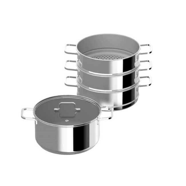 Berghoff 5 Piece Steamer Set Helix | Stainless Steel | 1315161 - Image 4 Berghoff 5 Piece Steamer Set Helix | Stainless Steel | 1315161 - Image 4