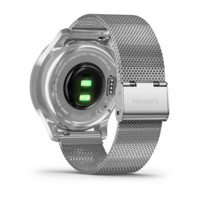 Garmin Vivomove Luxe Smartwatch Silver Stainless Steel Case with Silver Milanese Band | 49-GAR-010-02241-03 - Image 2