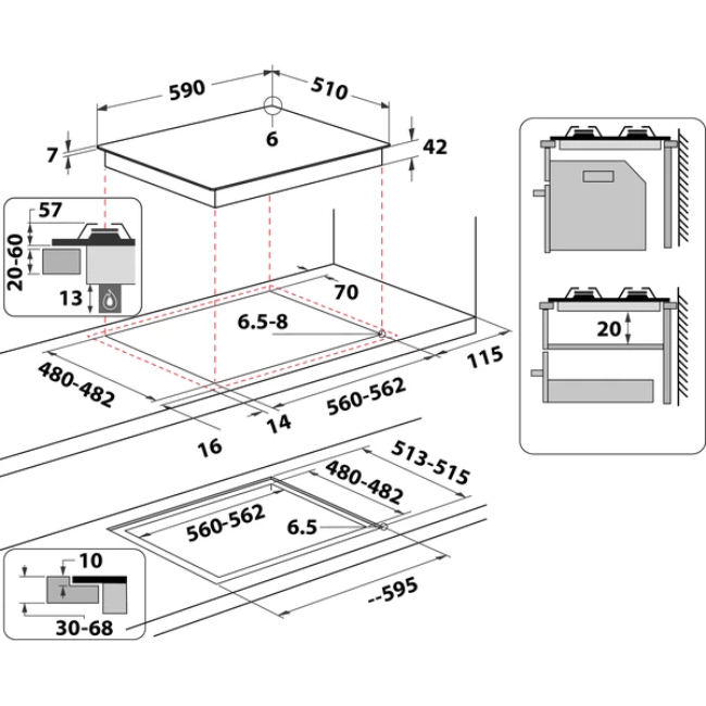 Indesit 4 Burner Gas Hob | ING 61T/BK UK - Image 6