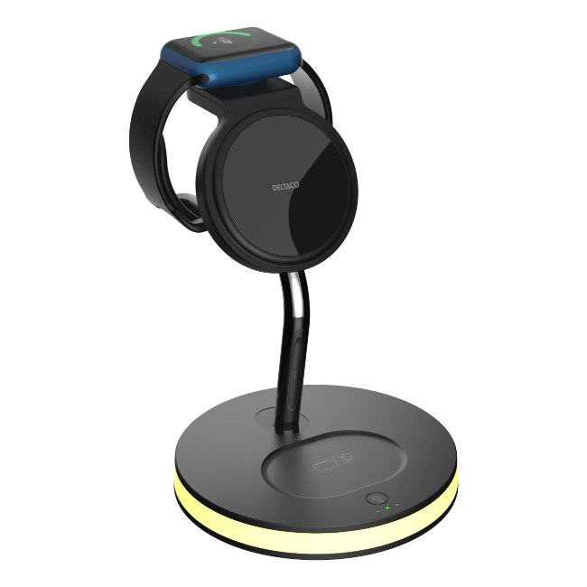 Deltaco 3-in-1 Wireless Charger - Black | QI1041 - Image 6
