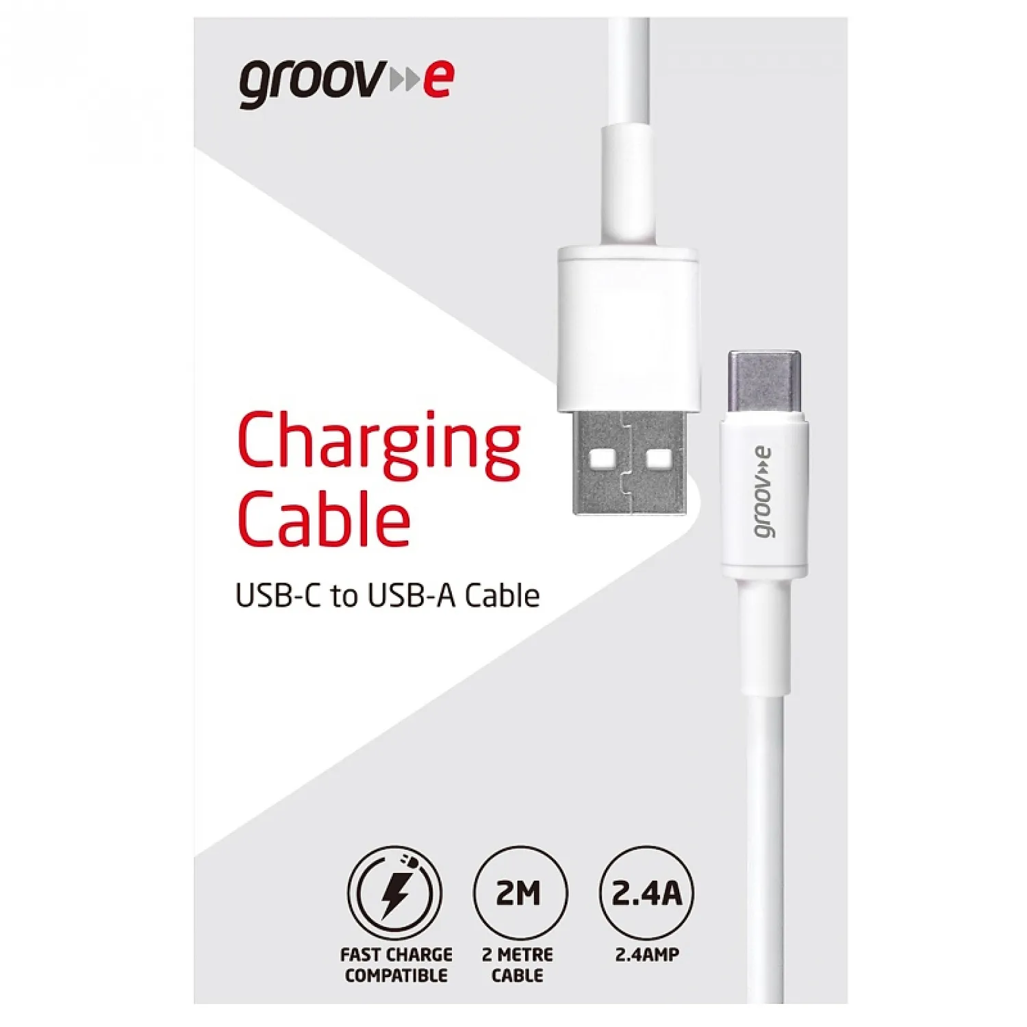 Groove USB-C To USB-A Charging Cable 2M - White | GVMA003WE Groove USB-C To USB-A Charging Cable 2M - White | GVMA003WE