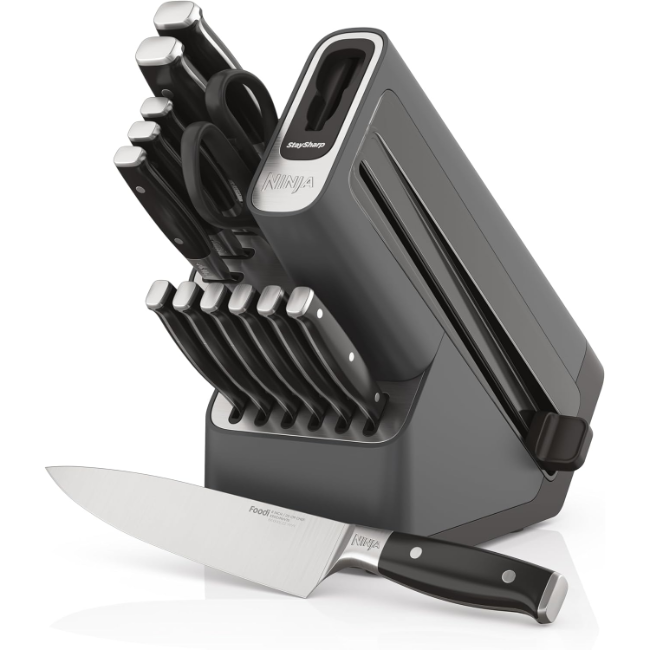 Ninja Foodi StaySharp Knife Block with Integrated Sharpener – Deluxe 14-Piece Set | Silver/Black | K32014EUUK Ninja Foodi StaySharp Knife Block with Integrated Sharpener – Deluxe 14-Piece Set | Silver/Black | K32014EUUK