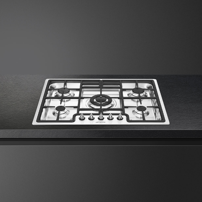 Smeg 70cm Classic 5 Burner Gas Hob - Stainless Steel | PGF75-4 - Image 3