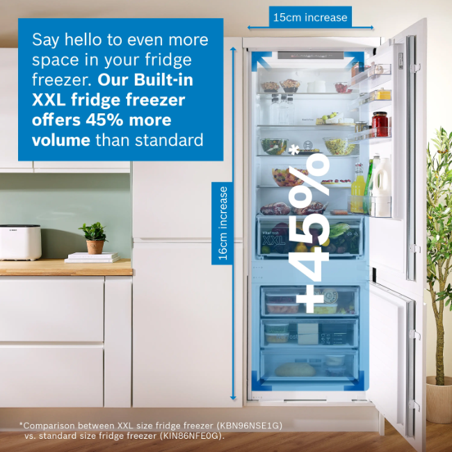 Bosch Series 2 Built In Fridge-Freezer - White | KBN96NSE1G - Image 9