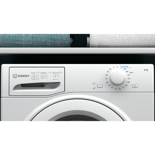 Indesit 8KG Condenser Tumble Dryer - White | I2D81W UK - Image 2 Indesit 8KG Condenser Tumble Dryer - White | I2D81W UK - Image 2