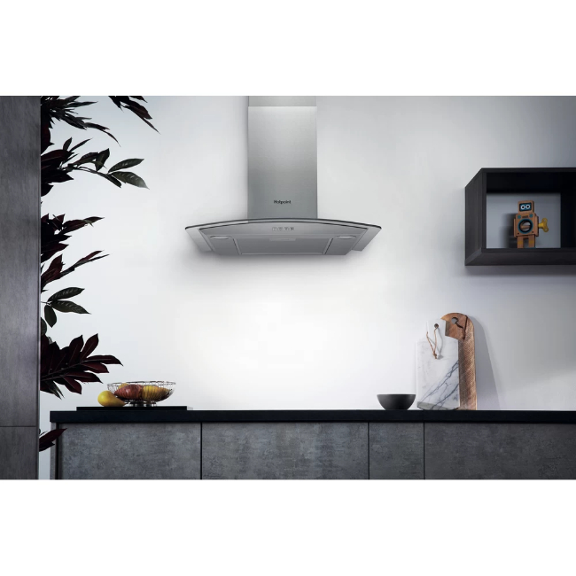 Hotpoint 60cm Chimney Cooker Hood - Stainless Steel & Glass | PHGC64FLMX - Image 2