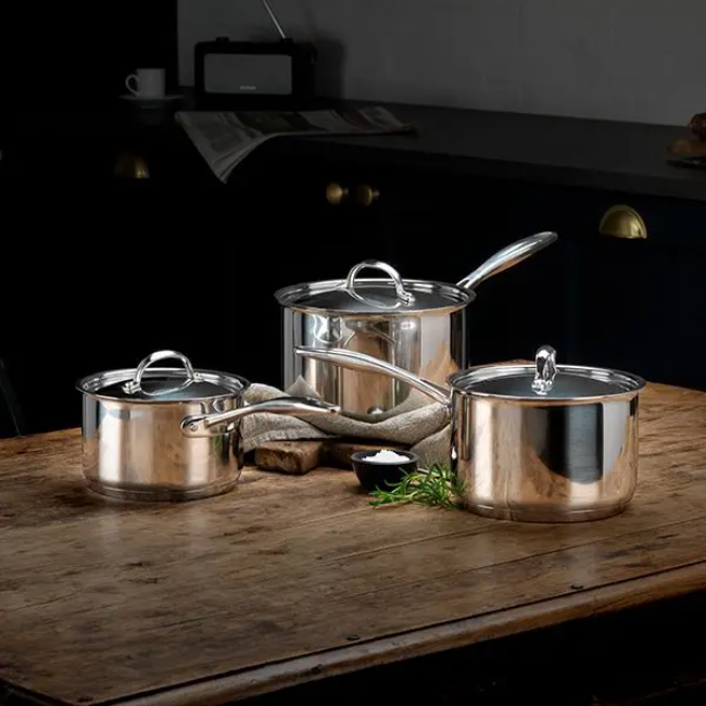 Stellar 7000 3 Piece Saucepan Set - Steel | S7A1 - Image 6