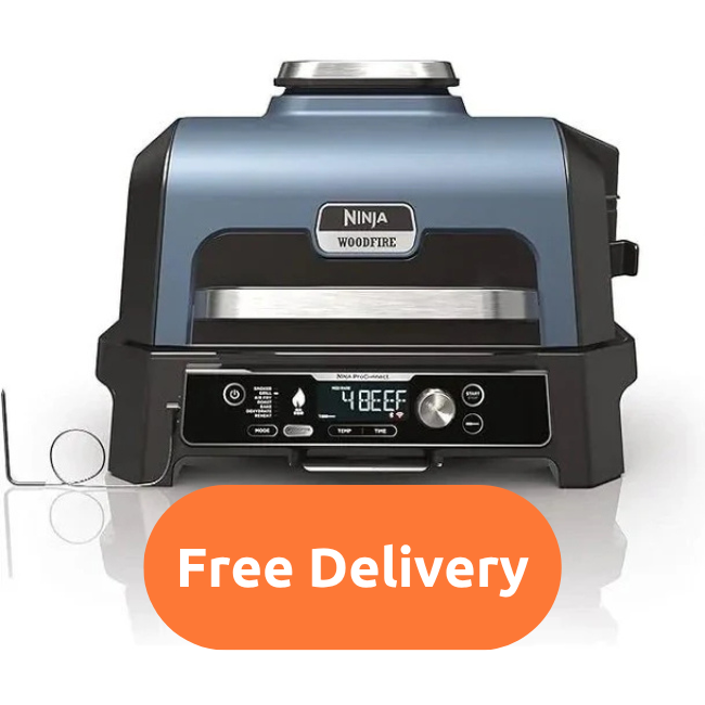 Ninja Woodfire Pro Connect XL Electric BBQ Grill & Smoker - Blue/Black | OG901UK