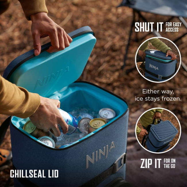 Ninja FrostVault Go 23L 36-Can Backpack Soft Cooler | Lakeshore Blue | FF136EUUKNV - Image 5