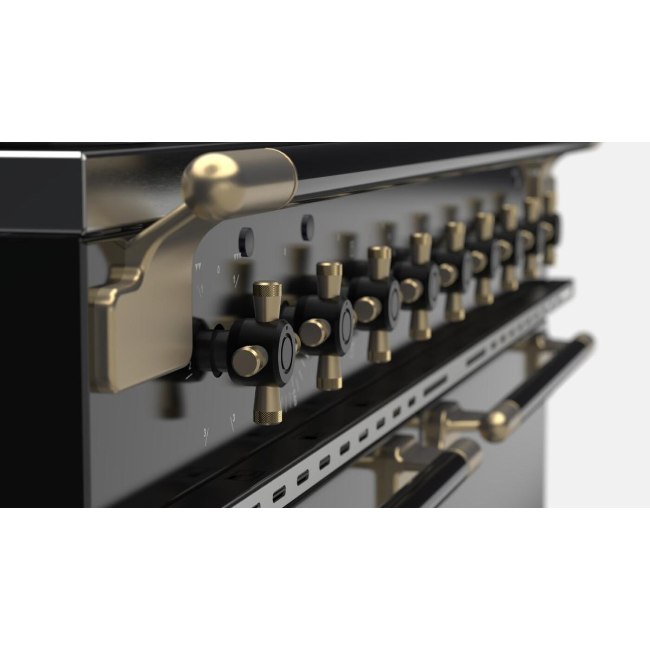 Rangemaster Elise Luxe 90 Dual Fuel Range Cooker  - Black & Brass | ELS90DFFGB-BE - Image 3