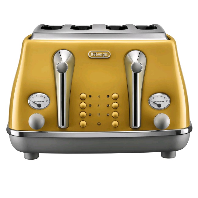 Delonghi Icona Capitals Yellow 4 Slice Toaster CTOC4003.Y Delonghi Icona Capitals Yellow 4 Slice Toaster CTOC4003.Y