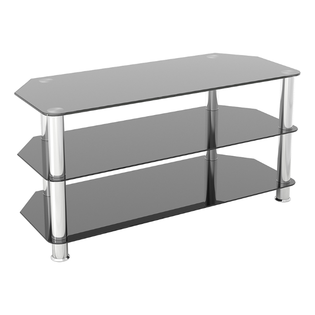 AVF Glass TV Stand 1000mm - Black and Chrome | SDC1000 - Image 2 AVF Glass TV Stand 1000mm - Black and Chrome | SDC1000 - Image 2