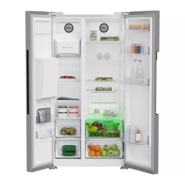 Beko Freestanding  American Style Fridge Freezer - Brushed Steel | ASP352VPX - Image 3