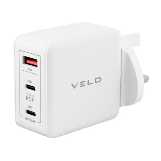 VELD Super Fast GaN Charger 65W - 3 Port & Laptop | VHG65JW