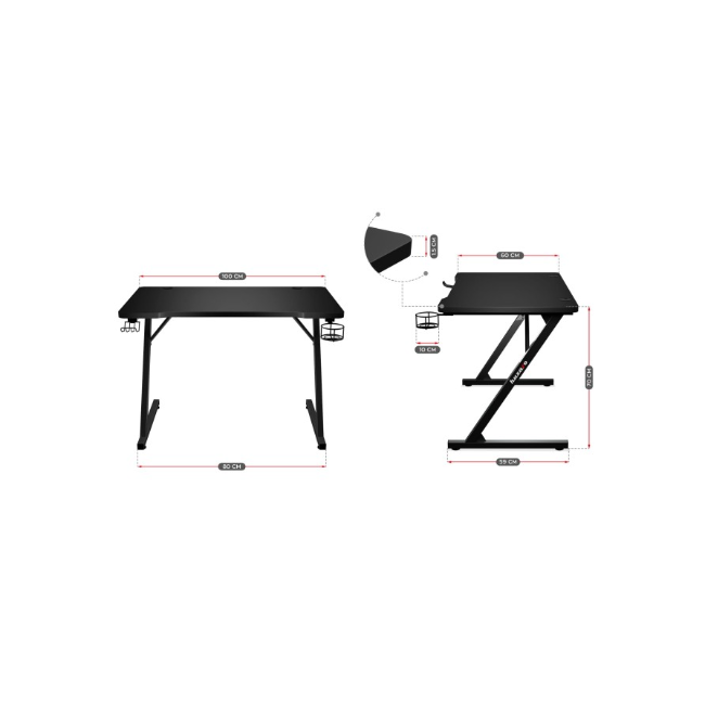 Huzaro Hero 1.8 Gaming Desk - Black | HERO1.8 - Image 6