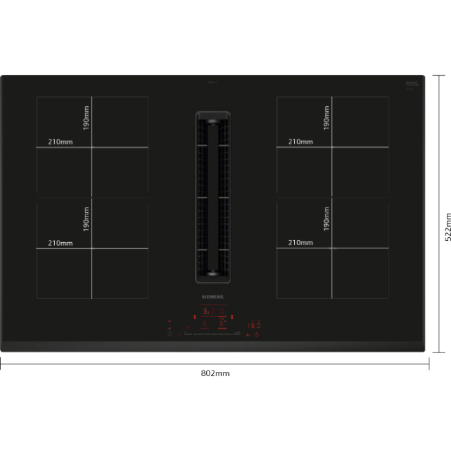 Siemens IQ500 Induction Hob with Integrated Ventilation System 80 cm - Black | ED851HQ26E - Image 2