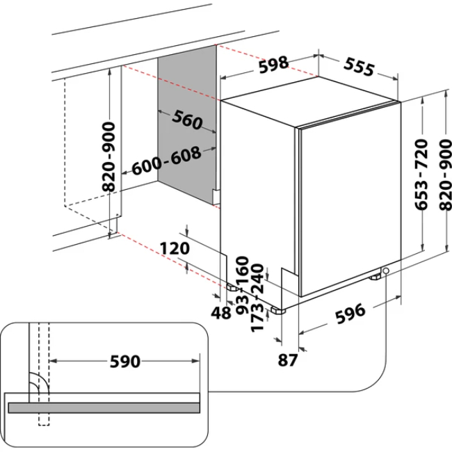 Indesit Built-in Dishwasher 14 Place Settings & 9 Programmes | DIO 3T131 FE UK - Image 2