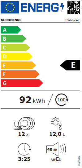 NordMende 60cm 12 Place Setting 4 Programmes Dishwasher White | DW642WH - Image 2