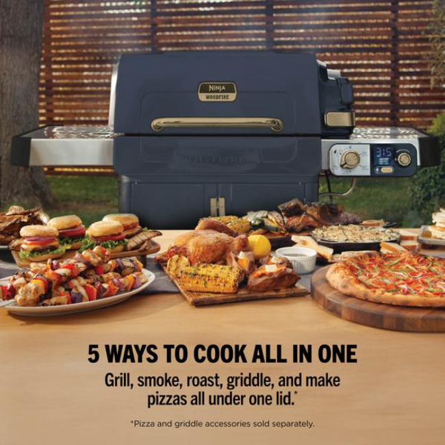 Ninja FlexFlame Gas BBQ & Outdoor Cooking System - Blue & Gold | PG301UKBL - Image 4