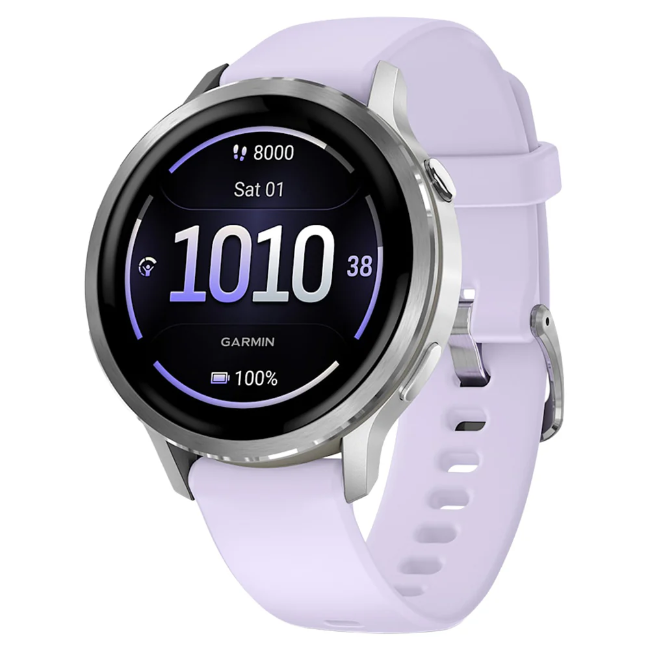 Garmin Venu 4 Smart Watch (41mm)  - Silver with Periwinkle Silicone Band | 010-03013-01