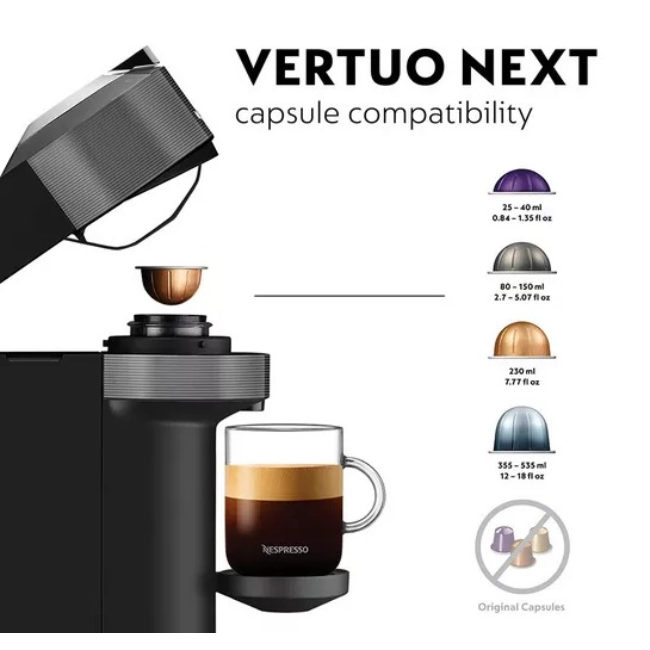 DeLonghi Vertuo Next Nespresso with Aeroccino Milk Frother | Grey | ENV120.GYAE - Image 3