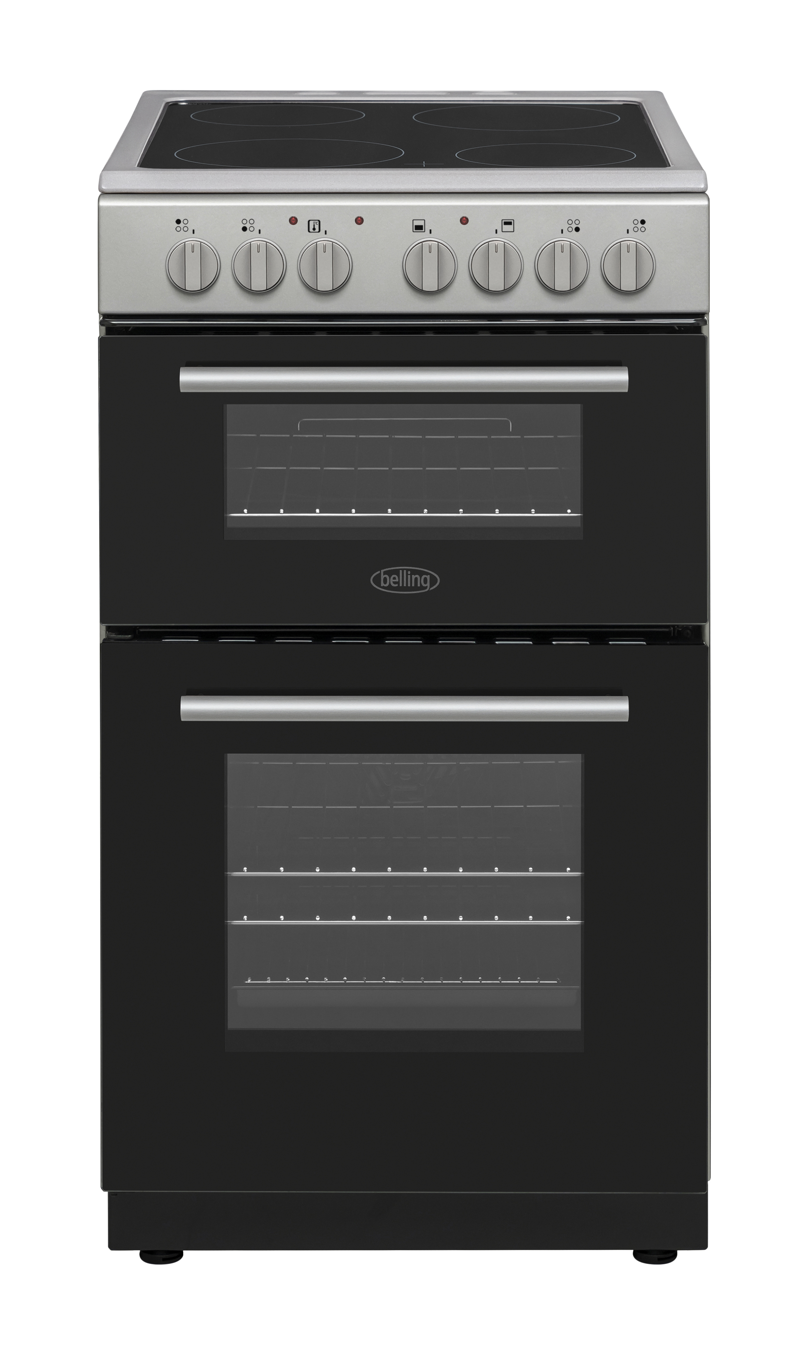 Belling 50cm Cooker Silver Ceramic Hob - Black & Silver | BFSE52DOCSIL Belling 50cm Cooker Silver Ceramic Hob - Black & Silver | BFSE52DOCSIL