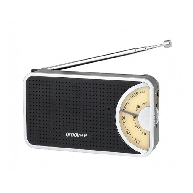 Groove Black AM-FM Pocket Radio With Earphones | Black | GVAR01BK