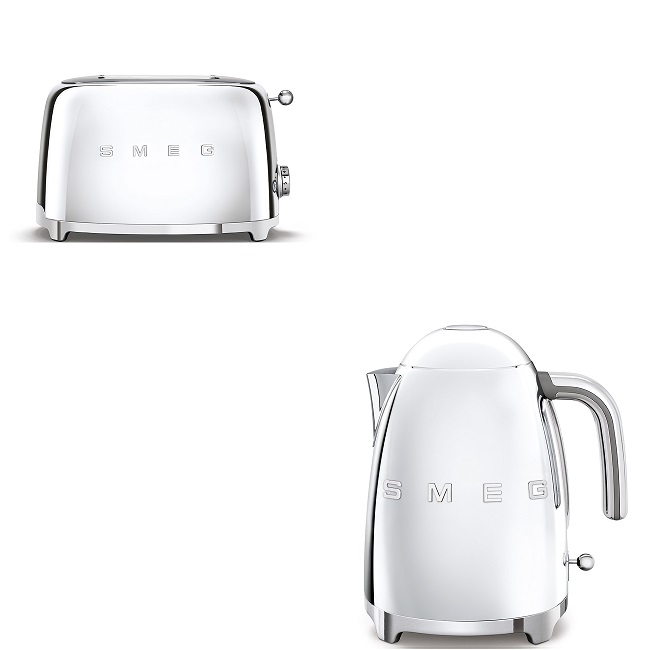 Smeg 50's Retro Kettle & 2 Slice Toaster Set - Stainless Steel | KLF03SSUK + TSF01SSUK Smeg 50's Retro Kettle & 2 Slice Toaster Set - Stainless Steel | KLF03SSUK + TSF01SSUK