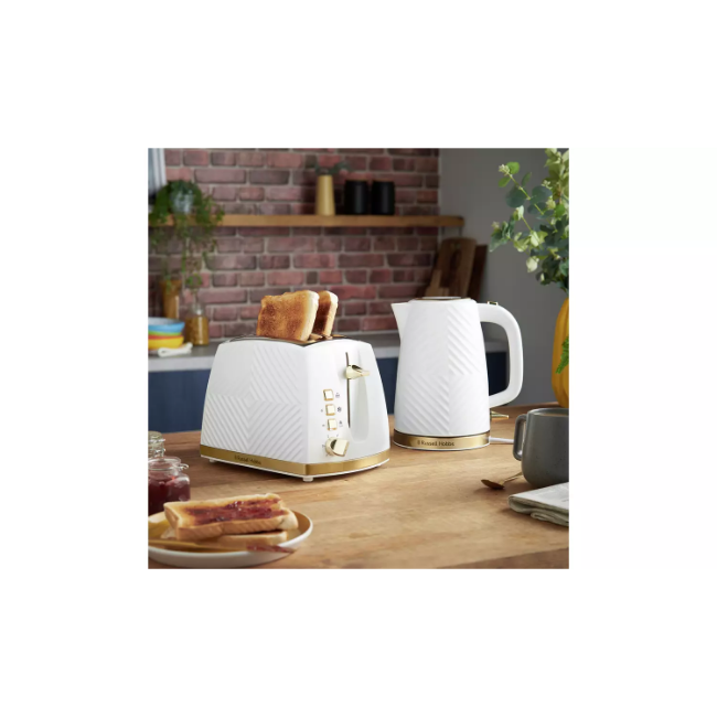 Russell Hobbs Groove 2 Slice Toaster - White | 26391 - Image 4