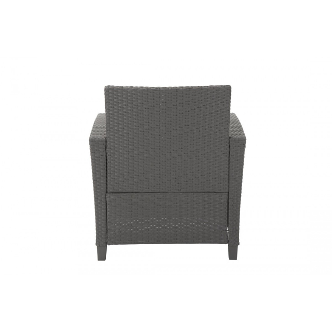 Malmo 4 Piece Resin Rattan Patio Set - Grey with Navy Cushions - Image 3