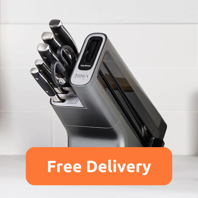 Ninja StaySharp Knife Block with Integrated Sharpener 6-Piece Set - Grey | K32006UK
