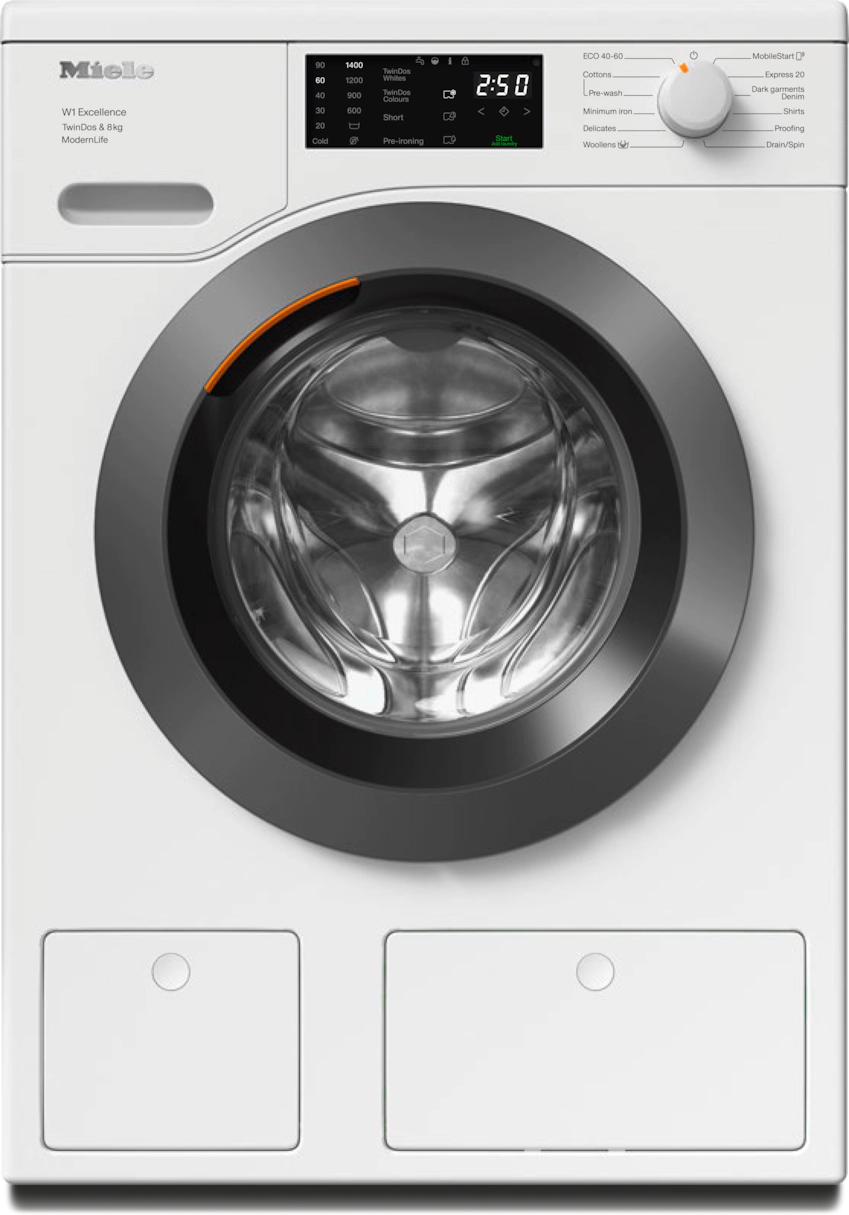 Miele TwinDos 8KG 1400 Spin Washing Machine - White | WED665