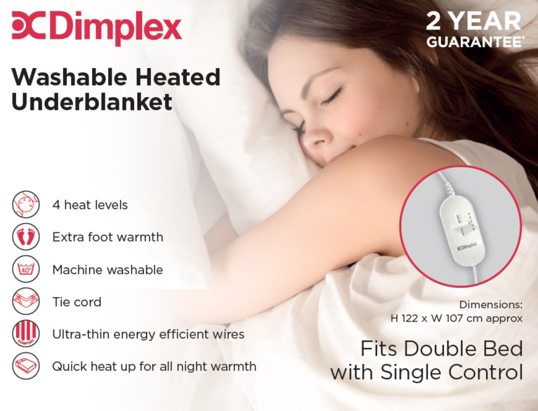 Dimplex Double Washable Heated Underblanket | DUB1002 Dimplex Double Washable Heated Underblanket | DUB1002