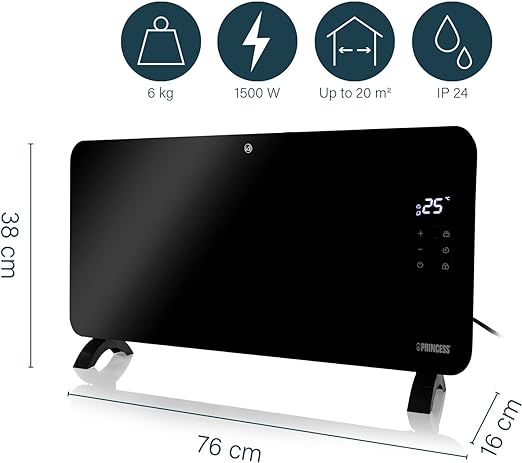 Princess Smart Panel Heater 1500w - Black | 01.348150.02.1 - Image 4
