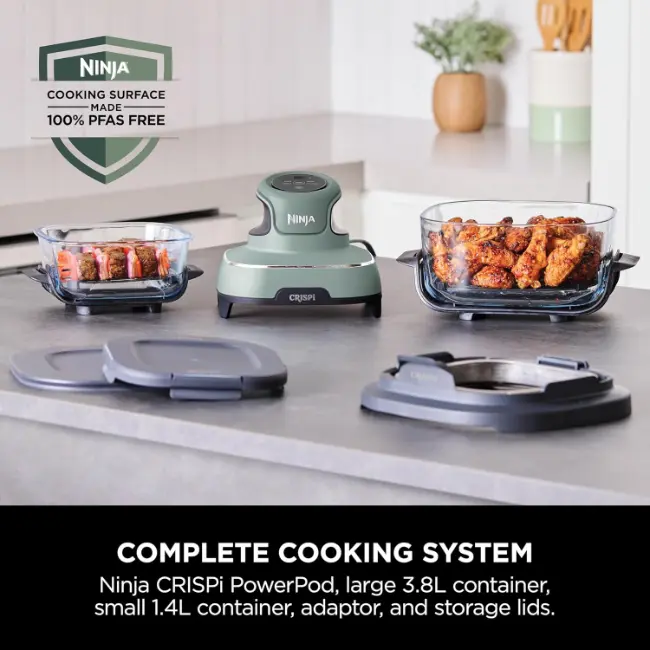 Ninja CRISPi 4-in-1 Portable Glass Air Fryer | Sage | FN101UKSG - Image 4