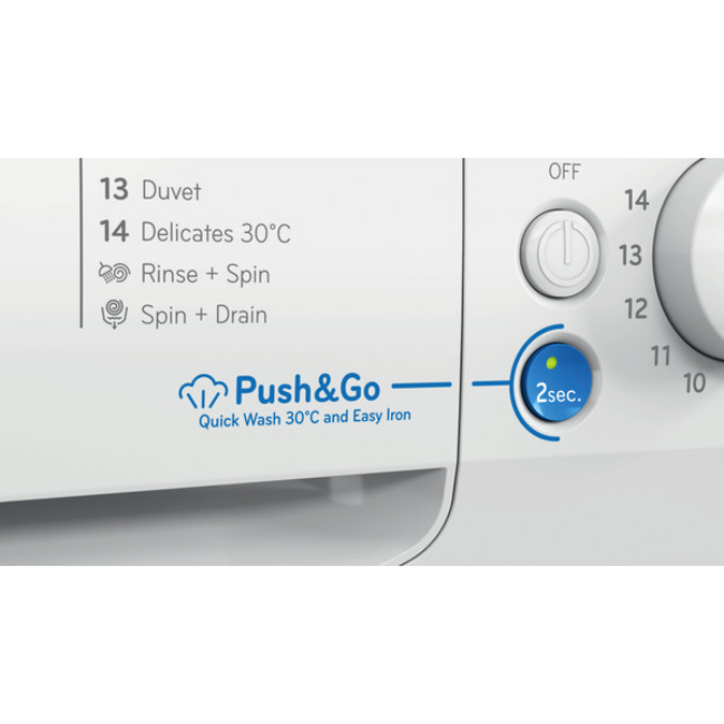 Indesit Steam Push&Go Washing Machine 1400sp - White | BWE111496XWVUK - Image 3
