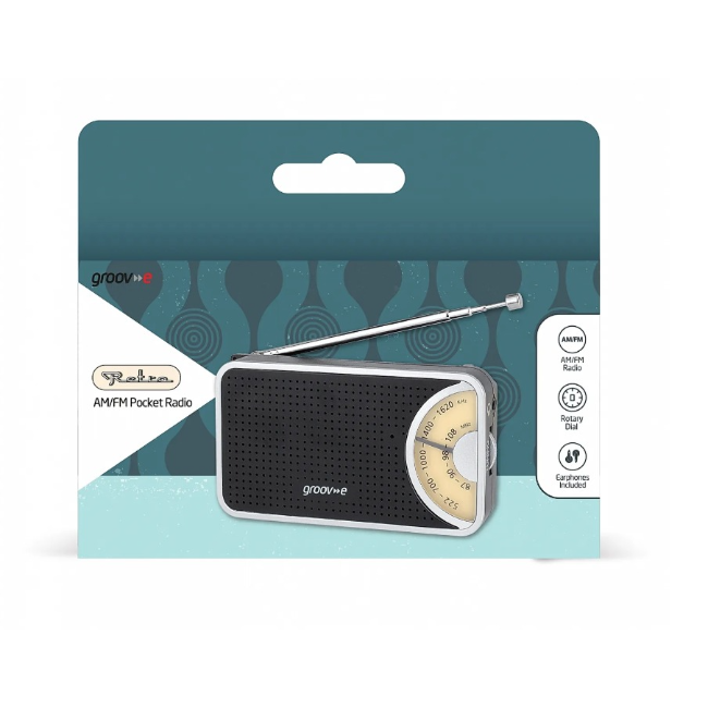 Groove Black AM-FM Pocket Radio With Earphones | Black | GVAR01BK - Image 2