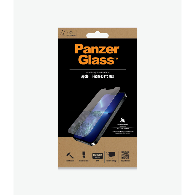 PanzerGlass iPhone 13 Pro Max Antibacterial Screen Protector | 2743 - Image 2 PanzerGlass iPhone 13 Pro Max Antibacterial Screen Protector | 2743 - Image 2