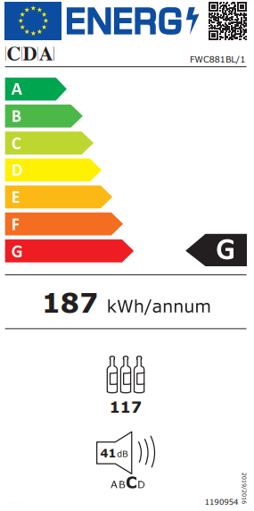 CDA Free Standing Wine Cooler FWC881BL - Image 2