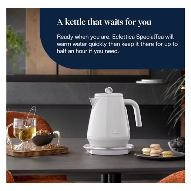 Delonghi 1.7L Eclettica Special Tea Kettle | White | KBY3011.W - Image 3