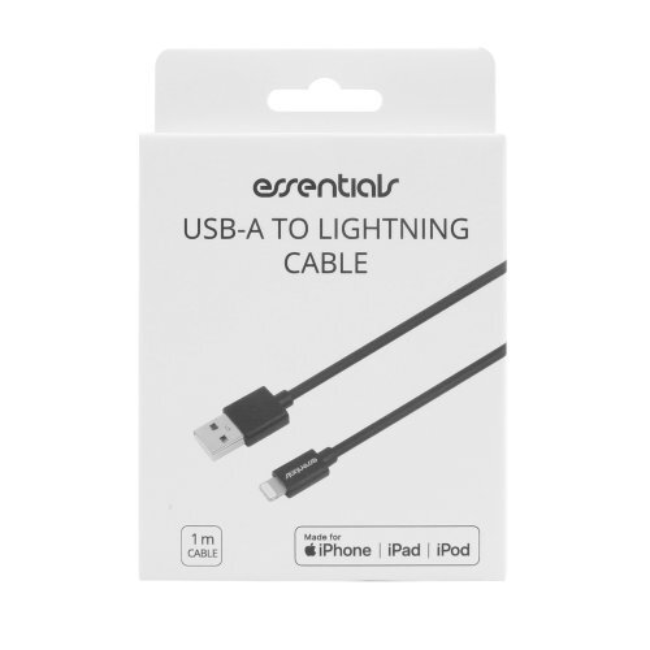 Essentials 1M USB-A To Lightning Cable - Black | 1110619 - Image 2